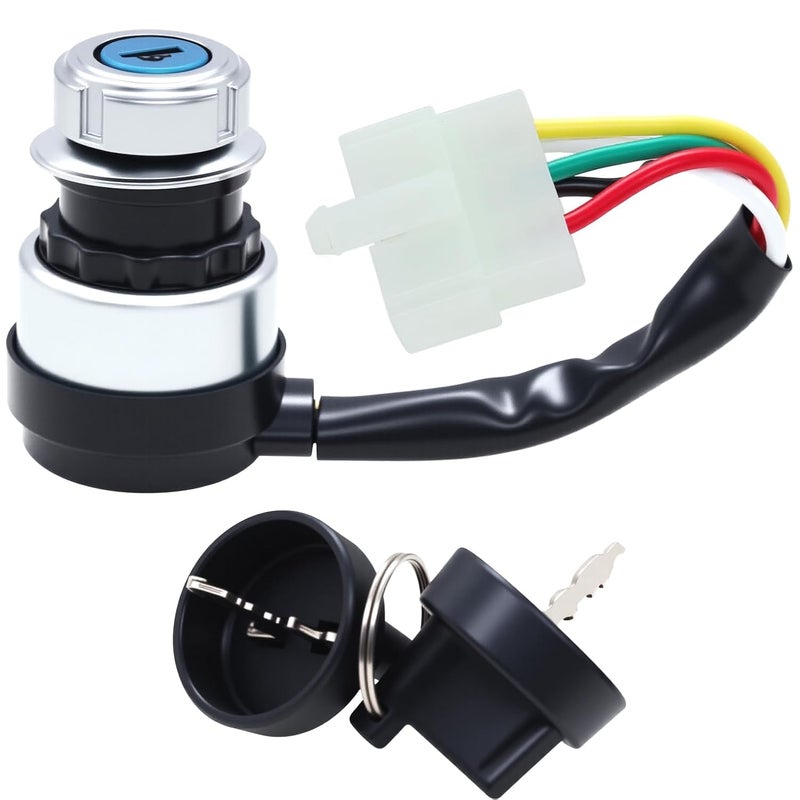 amavoler 5 Wire 5 Pin Ignition Key Switch Replacement Fit for 50cc 70cc 90cc 110cc 125cc 150cc 200cc 250cc Go Kart Dune Buggy ATV. - Image 1